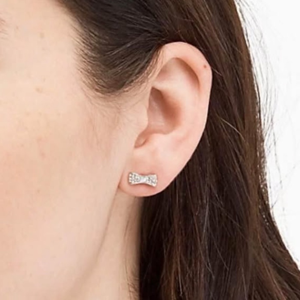 Elegant Silver Bow Stud Earrings